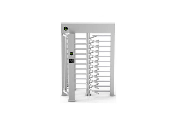Edelstahl-Drehkreuz in voller Höhe mit einer Durchgangsrate von 30 Personen pro Minute und einem Kanal von 600 mm Breite